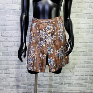 Pantaloncini casual vintage anni 90 Niki Lee Jrs 5 marrone blu floreale floreale gamba larga - Foto 1 di 9