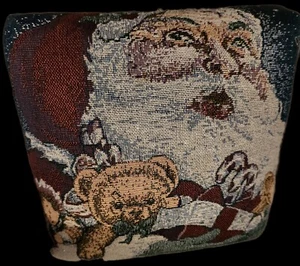 Christmas Santa Claus Tapestry Mini Foot Stool 12x12 Rustic Decoration - Picture 1 of 7