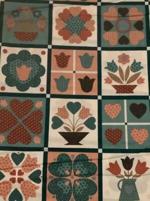 CALICO HEARTS Cotton Fabric Traditions 1 Yard x 44” Cheater Quilt - Image 1 of 4