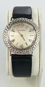 Reloj Longines 14 KT oro blanco esfera diamantes 17 joyas correa de 8,75" para hombre - Imagen 1 de 8