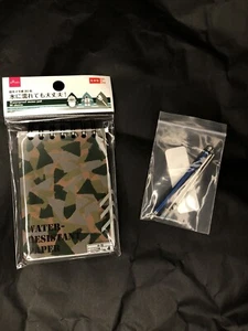 Daiso Waterproof 80 Pages Note Pad 2.75”x4” (Japan Made) + Tiny Titanium Pen NEW - Picture 1 of 2