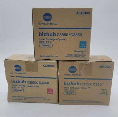 Lote de 3 Tóner Konica Minolta TNP48Y Y (A5X0230) C (A5X0430) M (A5X0330) Foto 1 de 4