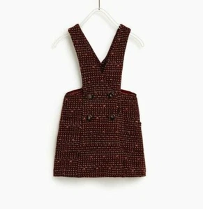 Zara Kids Girls Overall Dress Tweed Skirt Size 5 Runs Small - Picture 1 of 5