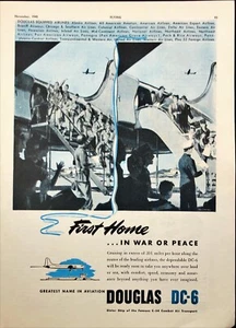 1945 Douglas DC-6 First Home in War or Peace Vintage Print Ad - Picture 1 of 6