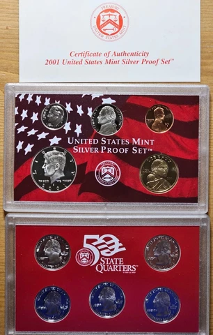 2001-S SILVER 10 Coin Proof Set OGP COA Cover