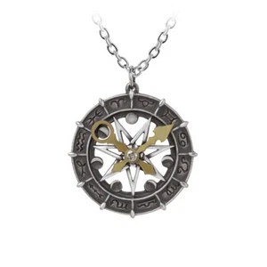 Alchemy Gothic P935 - Astro-lunial Compass Pendant Necklace Astrology Sign Virgo - Picture 1 of 2