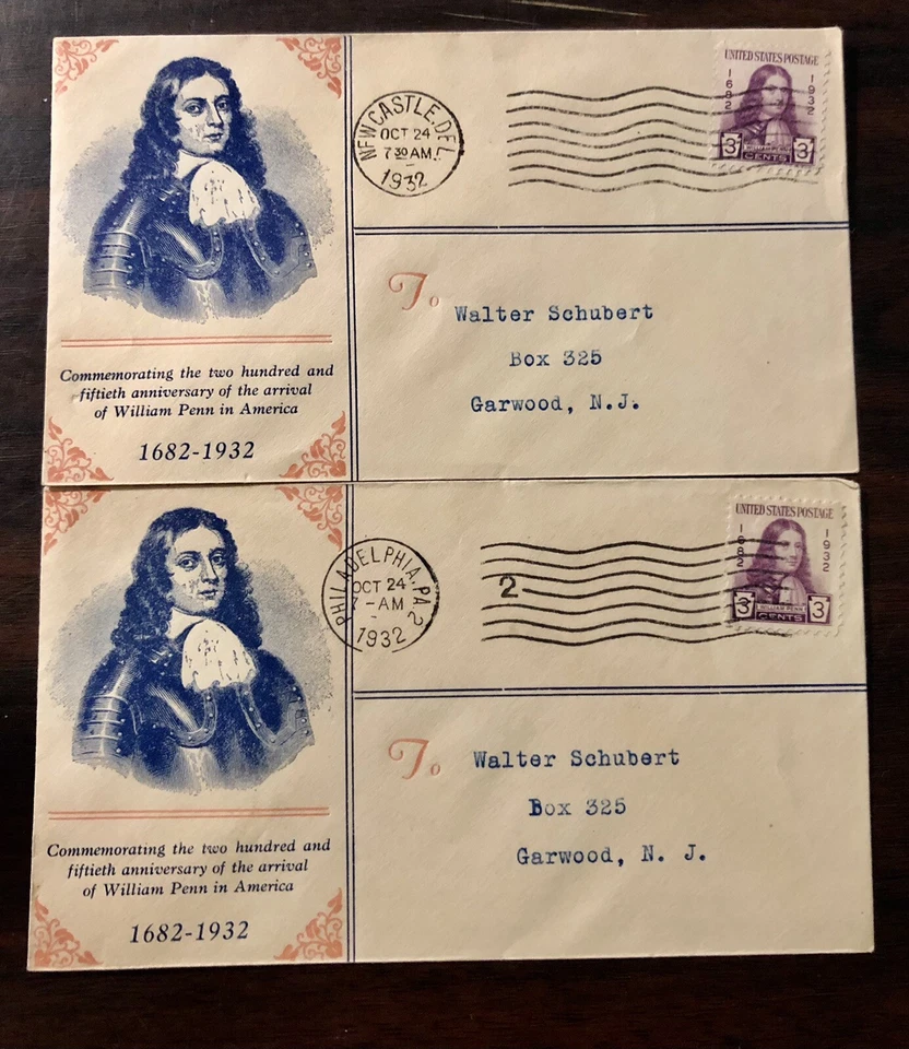 2 US FDC #724 Linprint M-25 1932 Chester PA William Penn-Flag Cancel With “2” - Image 1 of 4