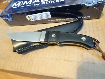  8" BOKER MAGUM 440 S.S HOJA PUNTO CAÍDA NEGRO MANGO MADERA FUNDA CUERO Foto 1 de 4