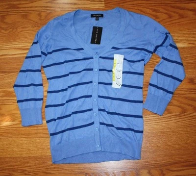 NWT Womens THE LIMITED Blue Navy Stripes Cardigan Sweater 3/4 Sleeve Size Small - Image 1 of 3