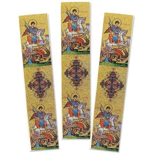 "Juego de 3 marcadores de libro de iconos de tapiz de Saint George arte textil 9 1/8"" x 2" - Imagen 1 de 2