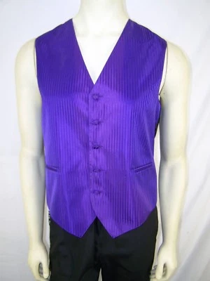 Vesuvio Napoli Adult Small Purple Black Sleeveless Button Front Vest Italy Mens - Image 1 of 4