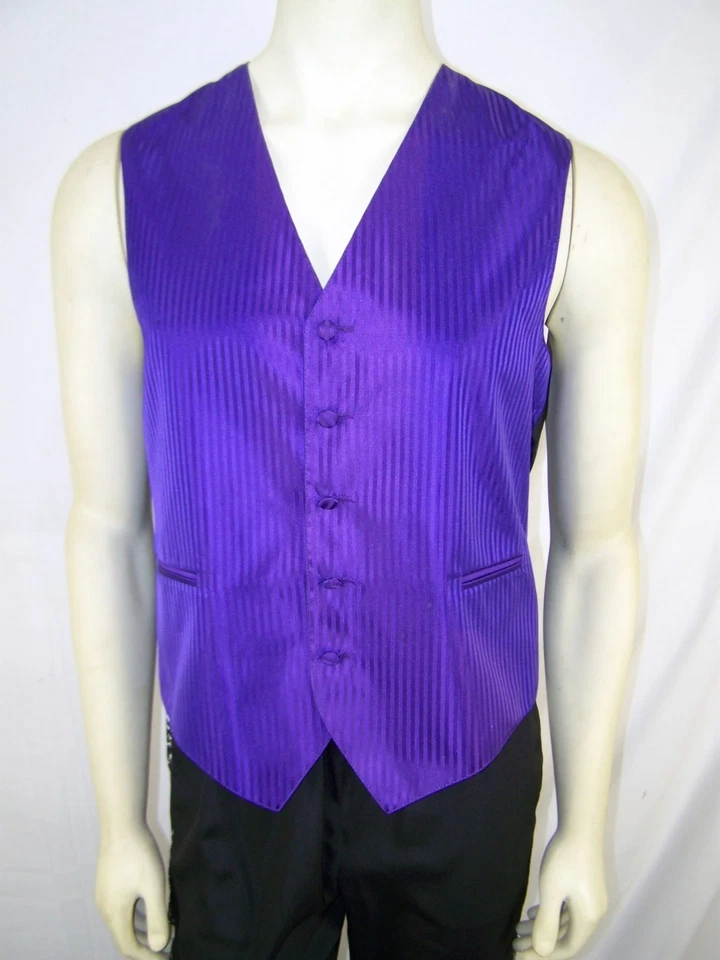 Vesuvio Napoli Adult Small Purple Black Sleeveless Button Front Vest Italy Mens - Image 1 of 4