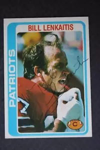 Tarjeta de fútbol americano Topps 1978 autografiada firmada por Bill Lenkaitis de los New England Patriots- - Imagen 1 de 1