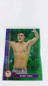 2024 Topps Chrome Olympics Bobby Finke Green Refractor 73/99 - Gold Medalist - Picture 1 of 2