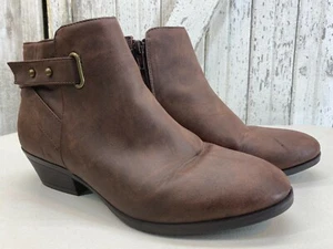 Madden Girl Womens Brown Vegan Leather Side Zip Ankle Booties Size 7.5 M - Picture 1 of 9