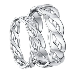 His and Hers 9ct White Gold Ring Hand Made Celtic 5&7mm Solid Hallmarked Rings - Picture 1 of 4