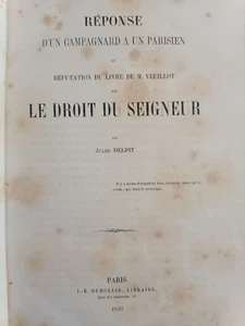 Jules Delpit Réponse d'un campagnard à un parisien droit du Seigneur 1857 - 24 - Imagen 1 de 4