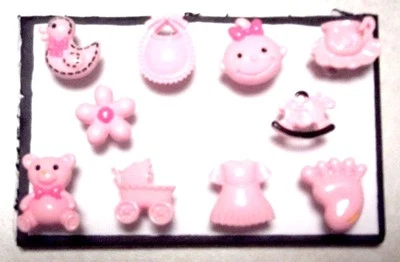 BABY PINK ICONS Push Pins - Set of 8 Handmade Decorative Tacks SALE - Image 1 of 2