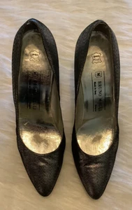 Bruno MAGLI silver herringbone pumps size 8 1/2 AA Italian /10AA US - Picture 1 of 3