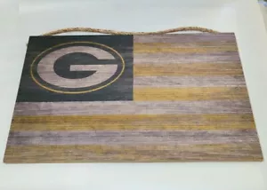 GREEN BAY PACKERS NFL BANDIERA AMERICANA LEGNO HOME DECOR UOMO INSEGNA GROTTA 12"x19" - Foto 1 di 4