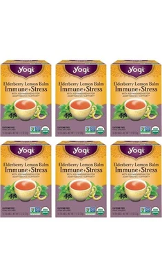 Lot of (10 Boxes) Yogi Elderberry Lemon Balm Immune-Stress Tea Bags; 16/Box; New - Изображение 1 из 2