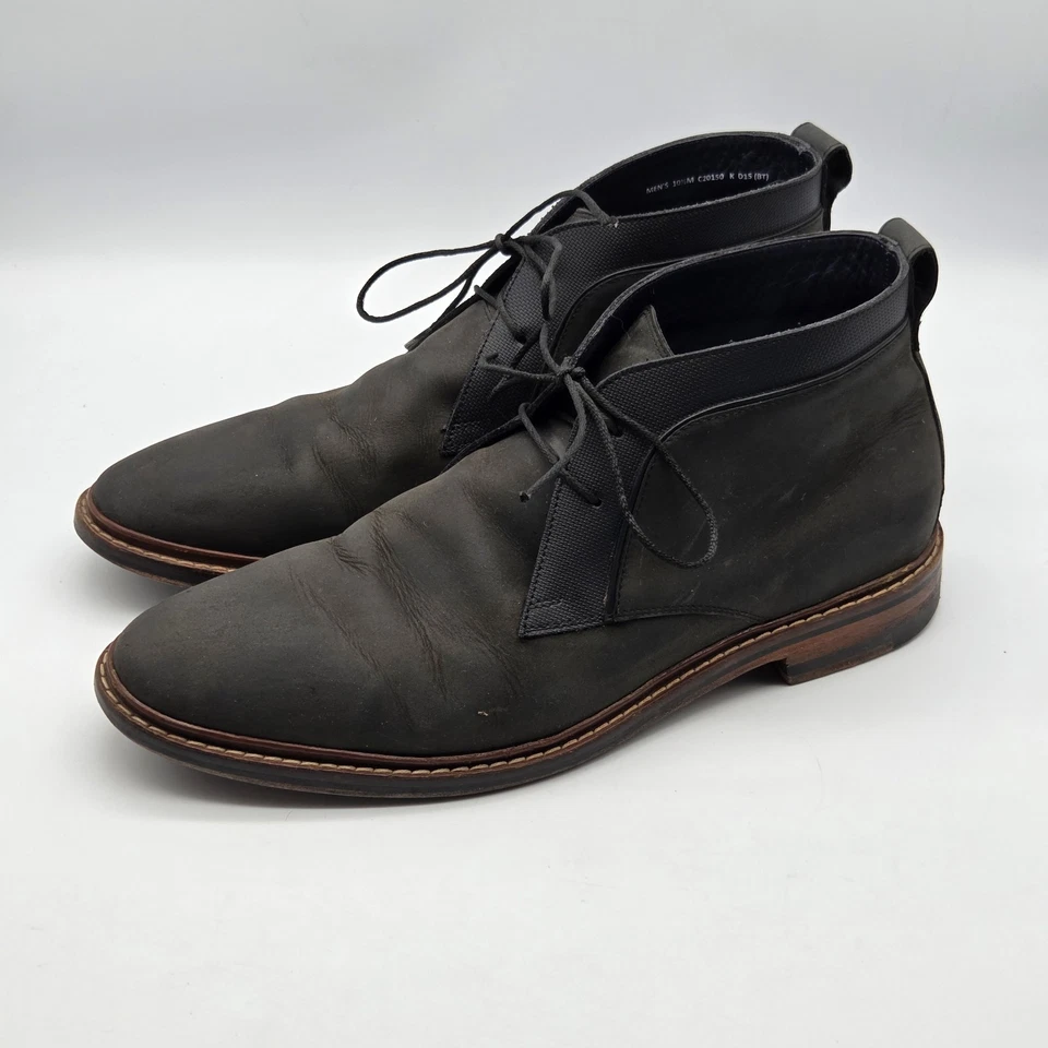 Botas masculinas Cole Haan tamanho 10,5 M couro preto deserto no tornozelo - Imagem 1 de 4