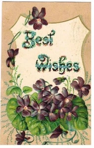 Vintage 1907 Postcard Best Wishes With Many Violets - Picture 1 of 1