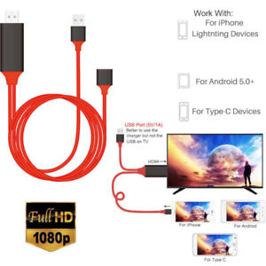 1080P USB HDMI Cable Phone to Digital TV HDTV AV Adapter For iPhone Android A+