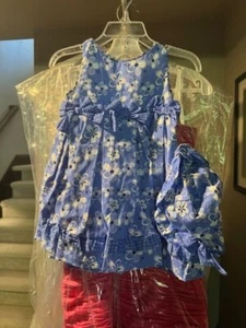 Cornflower Blue Little Toddler Baby Dress, Sunhat, Bloomers NWT sz 18 months - Picture 1 of 3