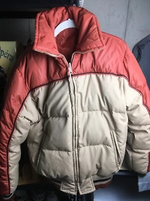 Chaqueta de esquí vintage años 70 CAMPUSPORT para hombre pequeña reversible óxido y bronceado 50 % relleno de plumón Foto 1 de 4