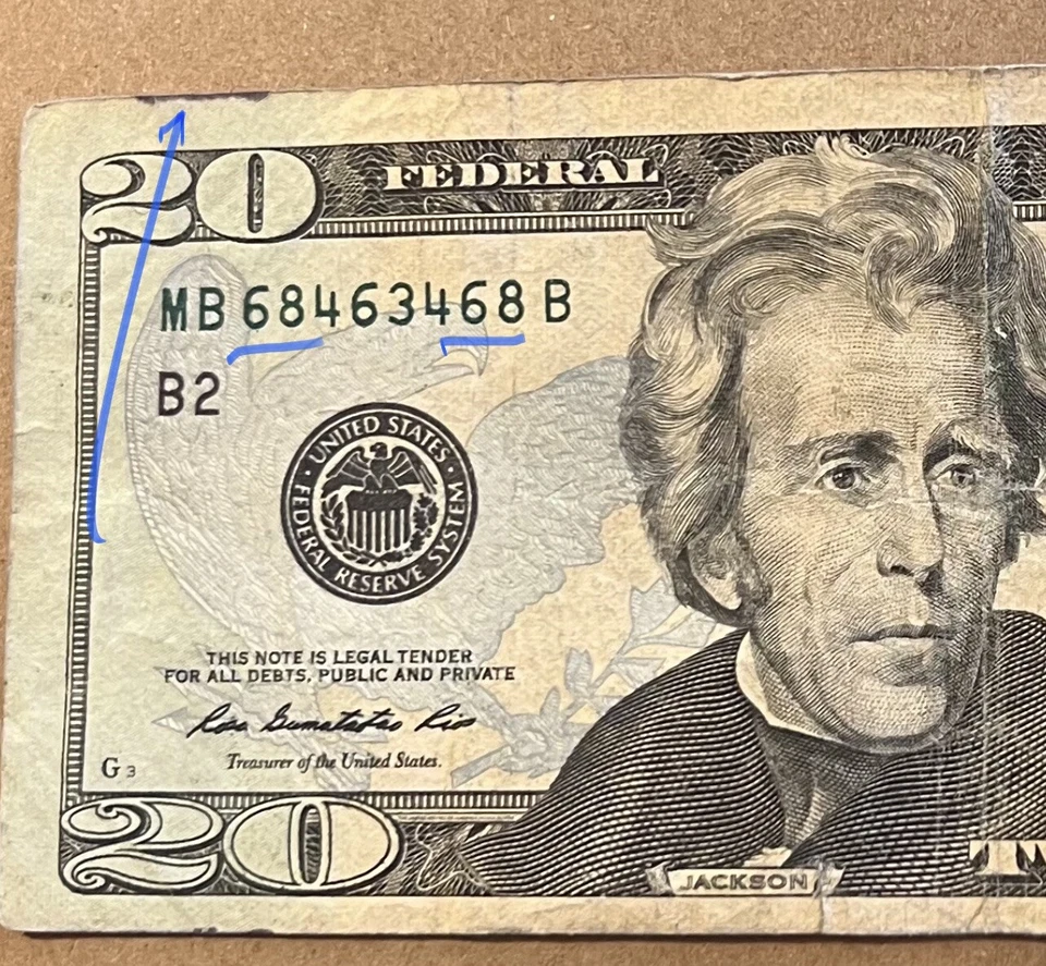 2013 $20, bookends plus ink smear - Image 1 of 4