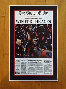 Tom Brady PATRIOTS BOSTON GLOBE SUPERBOWL LII POSTER 17 X 11 GLÄNZEND  - Bild 1 von 3