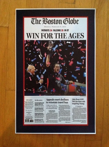 NEW ENGLAND PATRIOTS BOSTON GLOBE SUPERBOWL LII POSTER 17 X 11 GLOSSY Cover