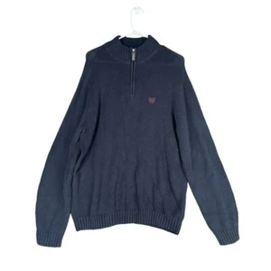 Chaps Men’s M Medium Navy 1/2 Zip Knit Sweater Classic Preppy 100% Cotton - Picture 1 of 13