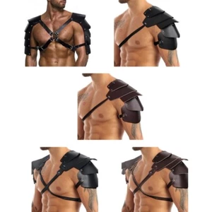Men Body Chest Harness Adjustable Steampunk Shoulder Armors Buckle Belt Gifts - Picture 1 of 13