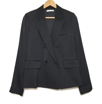 Chaqueta Blazer Vince Doble Pecho Satinado Esmoquin Nuevo con Etiquetas en Negro Talla 4 $445 Foto 1 de 4