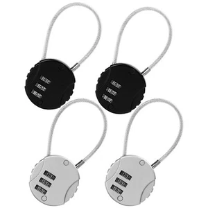 4 Pack 3digit Combination Lock Waterproof Padlock Outdoor Mini Wire Rope Combina - Picture 1 of 8