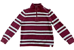 Gap Kids Quarter Zip Neck Knit Collar Sweater Red / Gray Striped Size Small - Picture 1 of 8