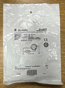 ALLEN BRADLEY 871C-DT2NP12-D4 INDUCTIVE PROXIMITY SENSOR 10-30VDC **NEW IN BAG** - Picture 1 of 4
