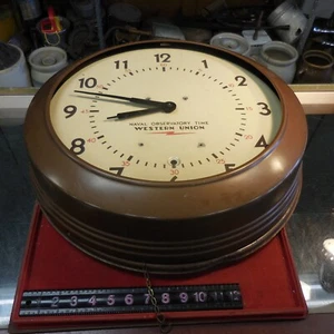 20" Self Winding Clock Co. Naval Observatory Time Western Union Round Okc Train - Picture 1 of 15