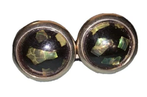 Vintage Lucite & Abalone Chip Cuff Links Plus Velvet Box - Picture 1 of 6