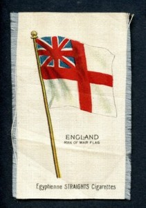 ULTRA RARE 1910 Egyptienne Straights Cigarettes Silk Flag Engand