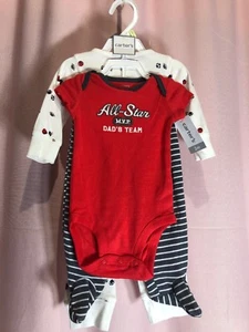 NUEVO CON ETIQUETAS-Carters 3 Meses 3 Piezas Niños "All-Stars, Dads Team" Mono Pantalones Deportes PB2 - Imagen 1 de 12
