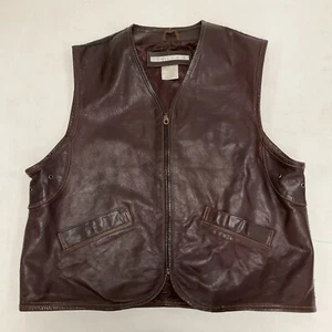 Men's Perry Ellis Genuine Leather & Wool Vest Brown Gray Size LARGE - Picture 1 of 10