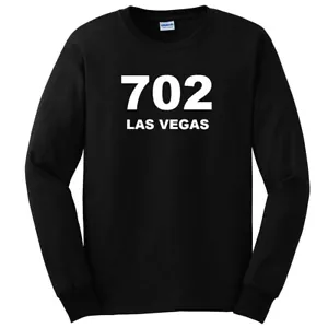 702 Las Vegas Area Code T-Shirt NV Nevada Sin City Black Long Sleeve Tee Shirt - Picture 1 of 3