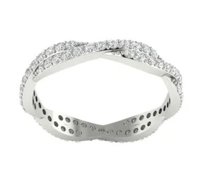 Twisted Eternity Anniversary Ring I1 G 0.75 Carat Round Diamond 14K White Gold - Picture 1 of 8