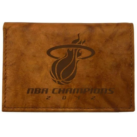Miami Heat 100% Leather Wallet  Fold Trifold 2012 NBA Champions Cover