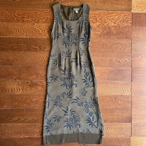 Vtg Banana Republic Silk Maxi Dress Floral Sz 2 Brown Semi Sheer Y2K Grunge - Picture 1 of 14