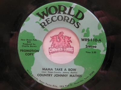 Country Johnny Mathis – Mama Take A Bow / Great American Dream, 45 RPM VG (9N) - Image 1 of 2