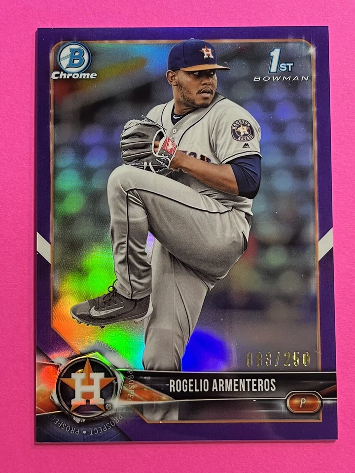 2018 Bowman Chrome Prospects Purple Refractors #BCP184 Rogelio Armenteros /250 - Image 1 of 3